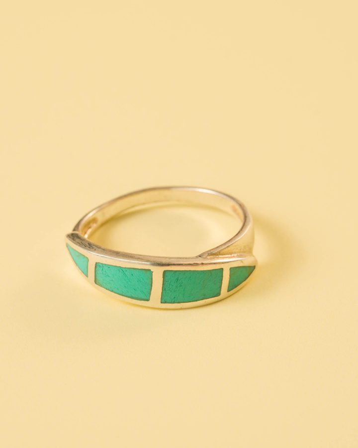 anillo ancla en plata de ley piedra turquesa