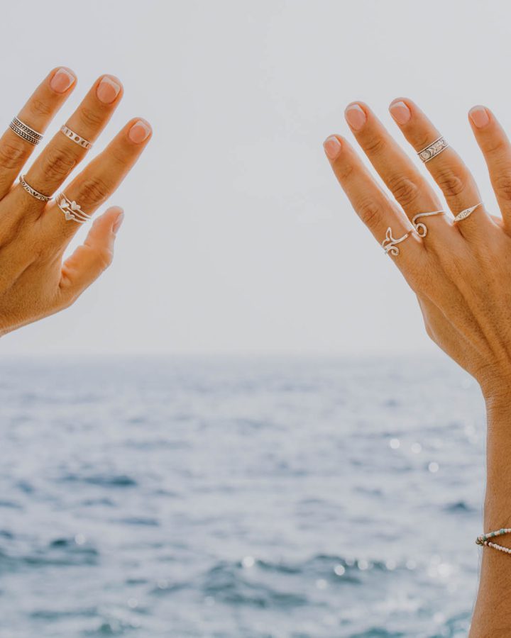 anillos plata de ley marinos luna corazón