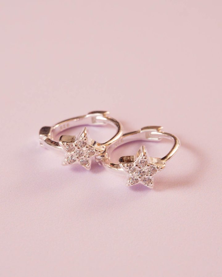 aros plata de ley cierre fácil estrella brilli