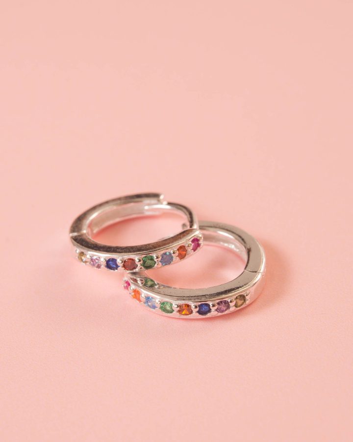 aros plata de ley cierre fácil multicolor