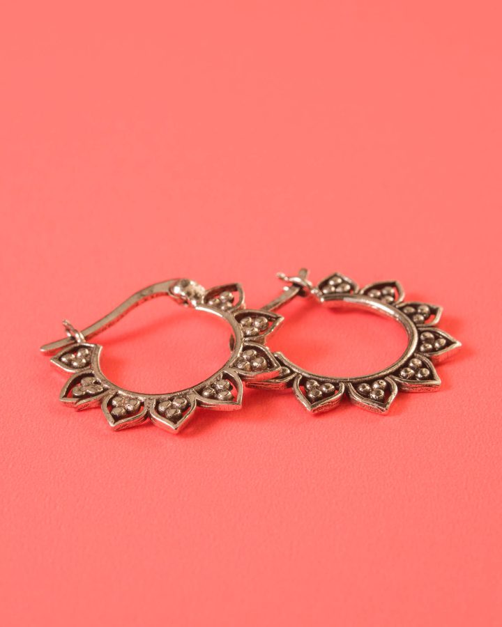 aros plata de ley flor