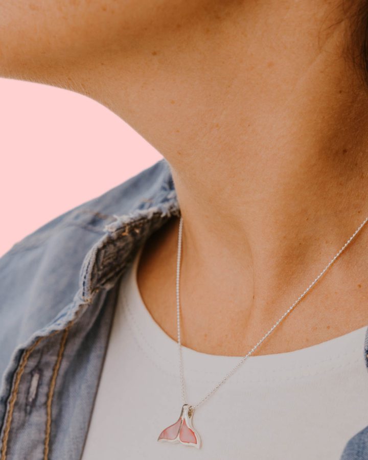 colgante en plata de ley cola ballena nácar madre perla rosa