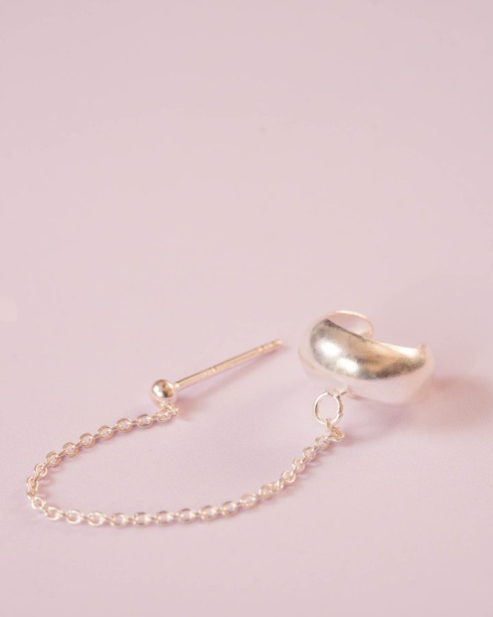 ear curff plata de ley cadena básico