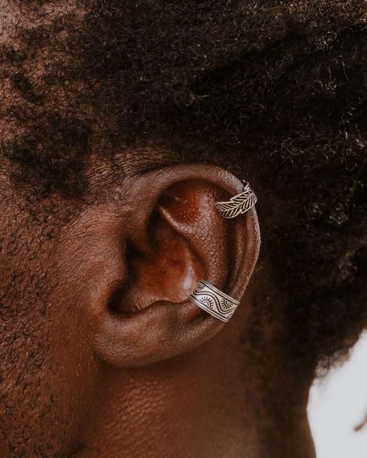 ear curff plata de ley sol y hoja