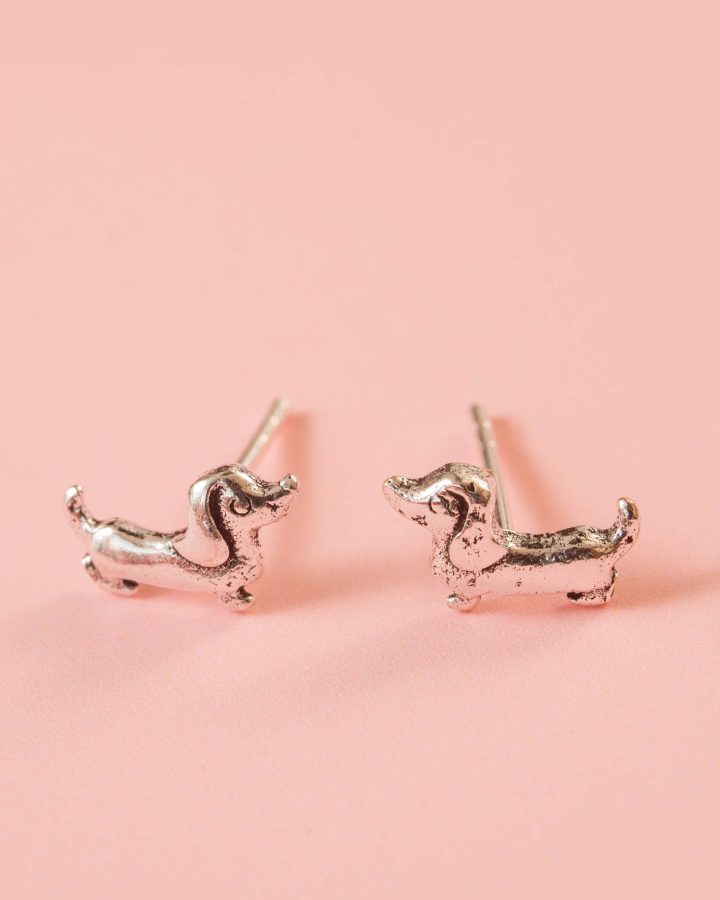 pendiente mini en plata de ley perro salchicha