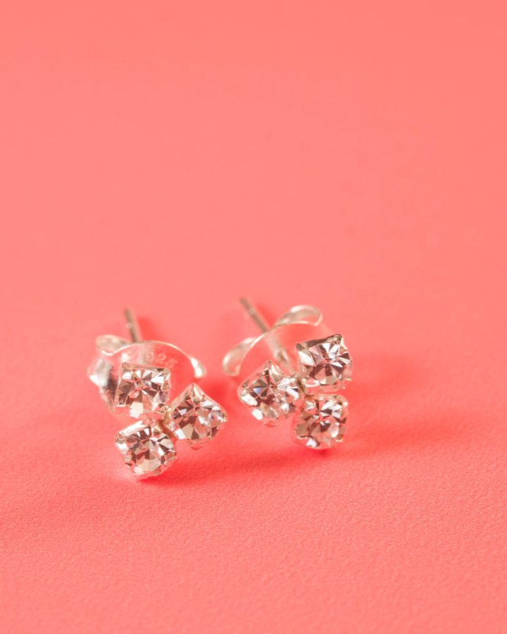 pendiente mini xl triple circonita blanca