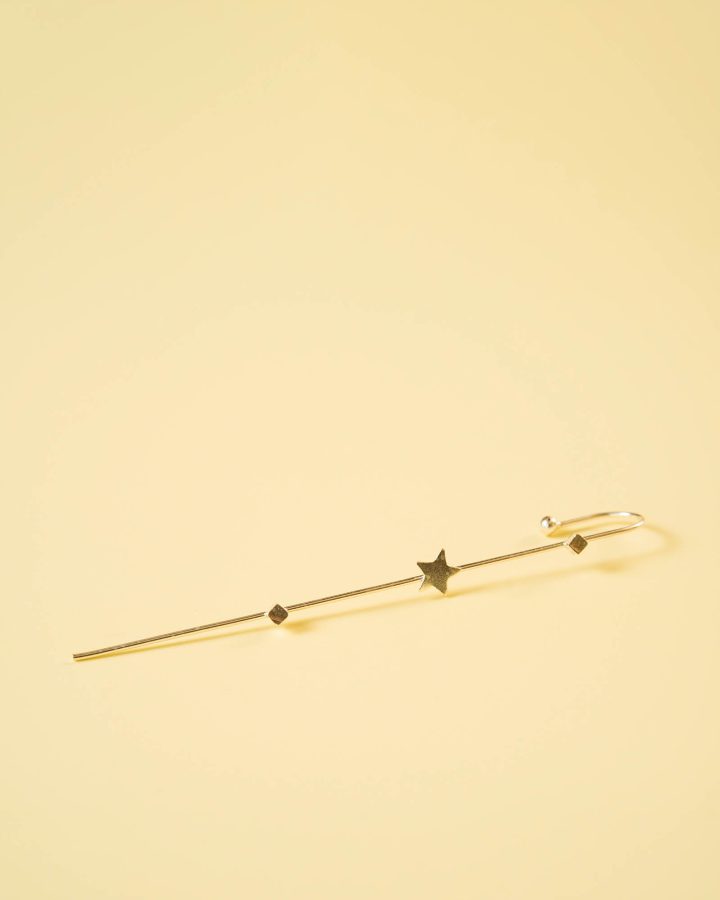 pendiente palo en plata de ley estrella