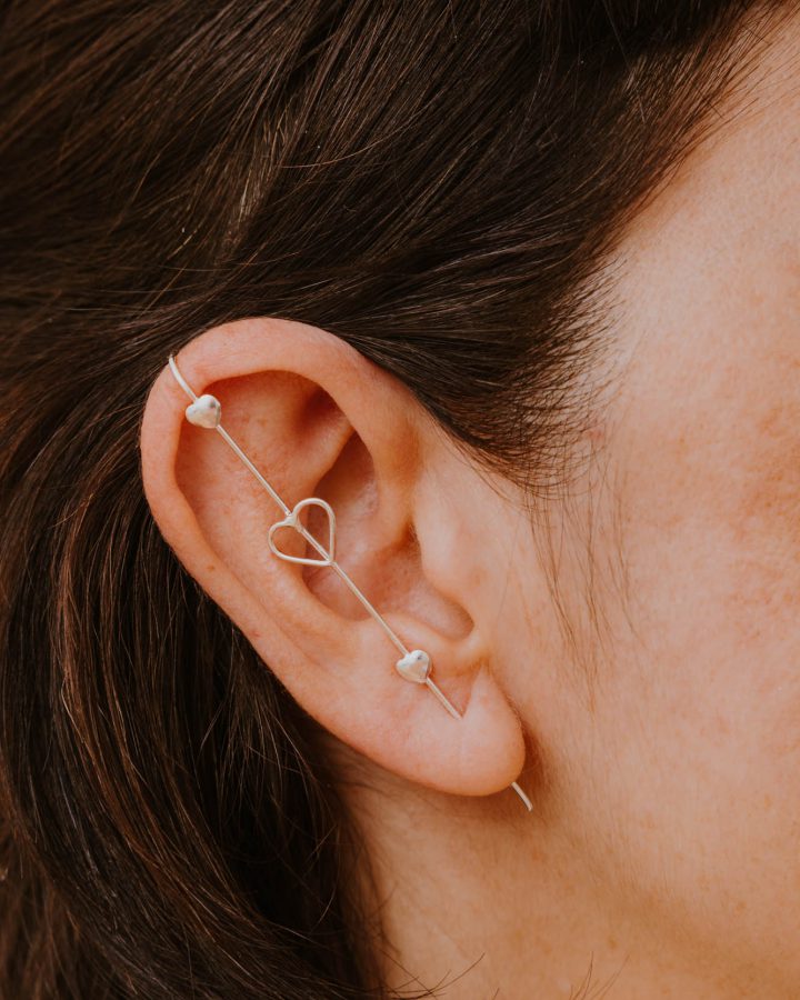 pendiente plata de ley top corazón