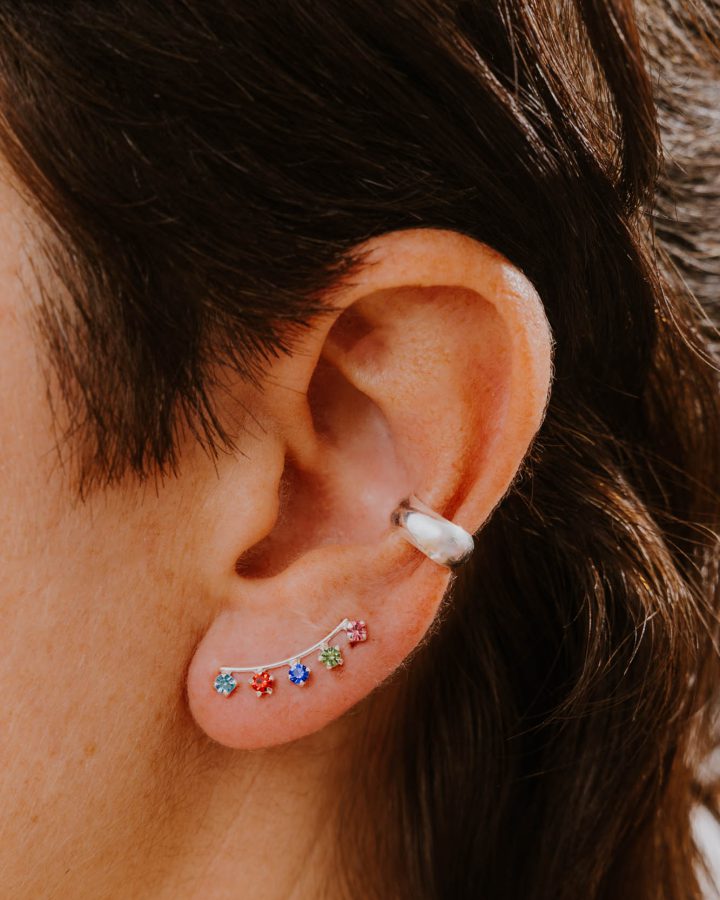 pendiente trepador en plata de ley circonita colores