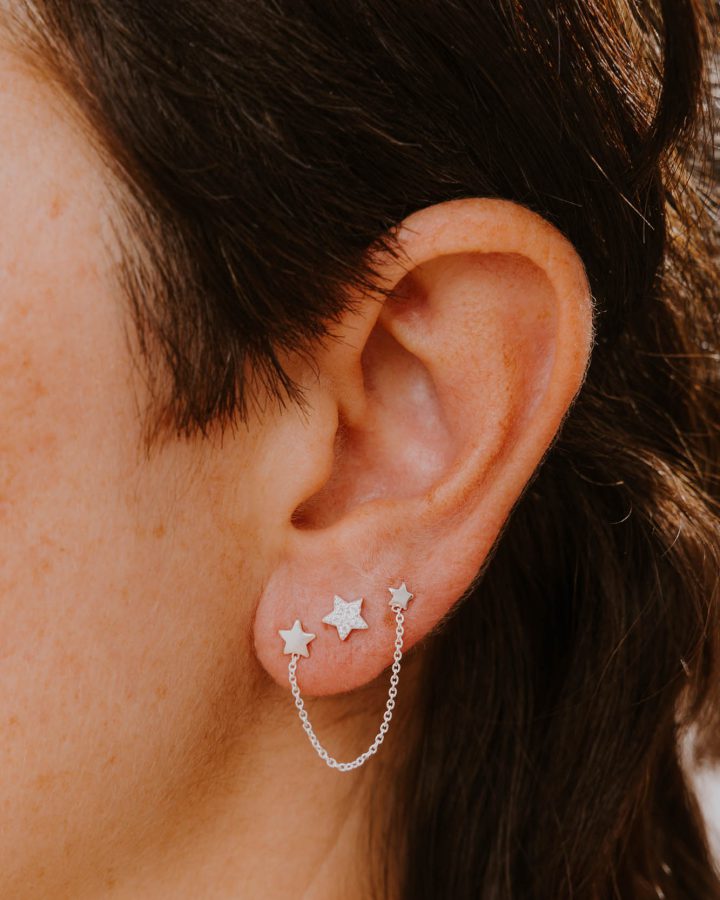 pendientes en plata de ley cadenas estrella pendiente mini xl brilli estrella