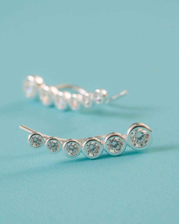 pendientes en plata de ley trepadores círculos brilli