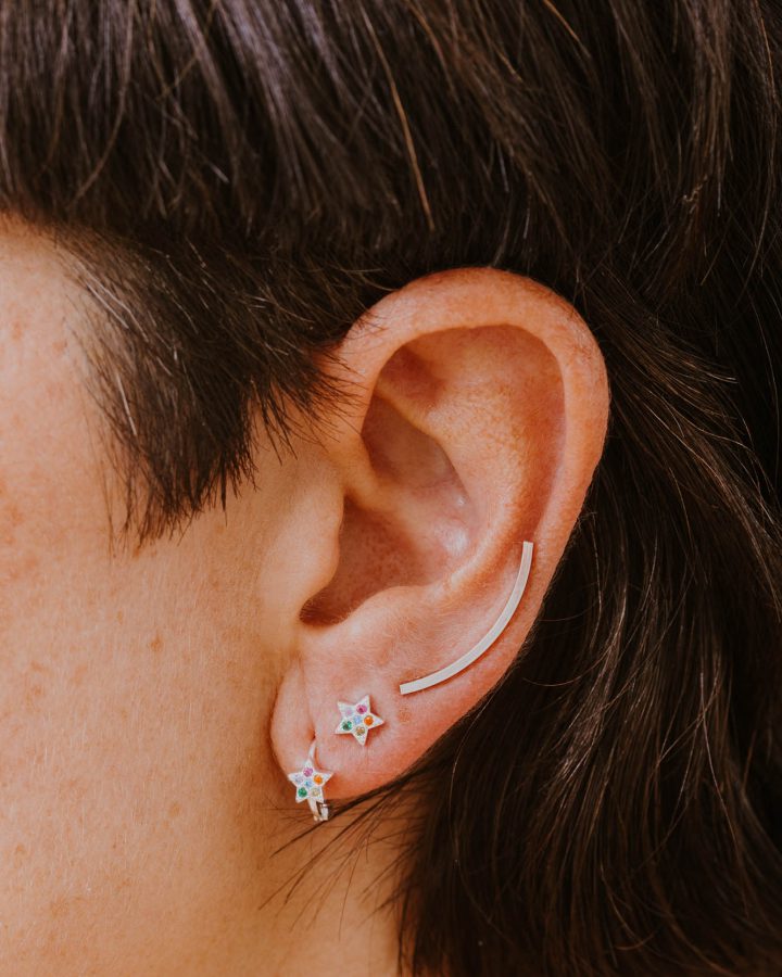 pendientes en plata de ley y circonitas colores