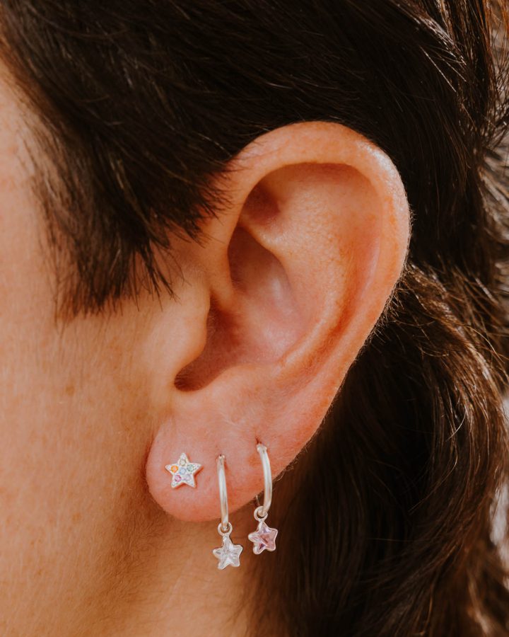 pendientes plata de ley mini xl estrella colores mini aritos estrellas brilli