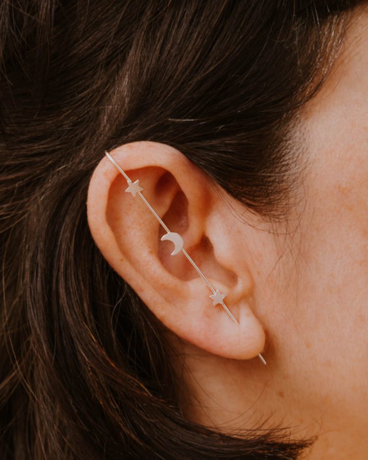 pendientes plata de ley palo top estrella